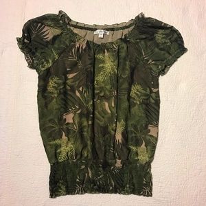 John Paul Richard Top Green Fern Foliage Elastic M